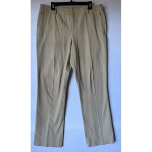 Lauren Ralph Lauren Pants Women Size‎ 14 Beige Straight Leg Zip Pockets Cotton